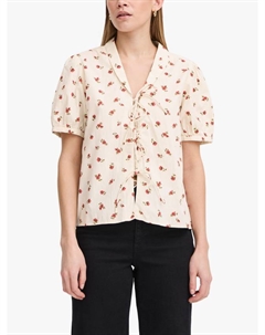 Розовая хлопковая рубашка с запахом и завязками, Geranium Ichi