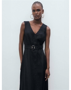 Платье Laura Flared из чистого льна, Black Mango