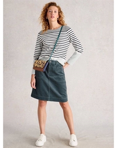 Мини-юбка А-силуэта Tia из хлопковой смеси, Mid Blue White stuff