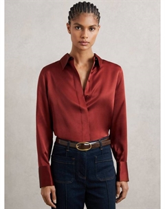 Ameira рубашка из шелка и сатина со скрытой планкой, Dark Red Reiss