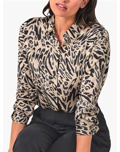 Рубашка из чистого шелкового сатина с принтом animal print, Natural/Multi Pure collection