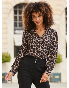 Рубашка с длинными рукавами и воротником в стиле animal print Sosandar