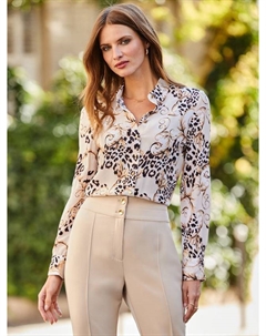 Блузка с длинными рукавами и принтом барокко, Natural Sosandar