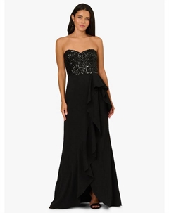 Бесплечее платье с бисерной сеткой, Black Adrianna papell