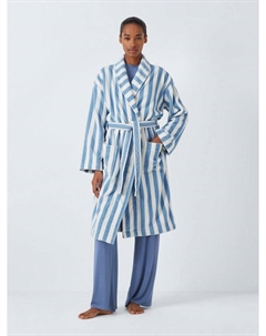 Халат из махровой ткани в полоску, White/Blue John lewis