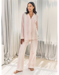 Полосатый комплект пижамы для беременных с пуговицами, Off White/Pink Chelsea peers