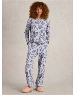 Пижамный топ с вырезом в форме сердца и асимметричным подолом, Grey/Multi White stuff