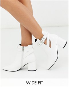 Белые ботинки на каблуке для широкой стопы с ремешками Simply Be Simply be extra wide fit