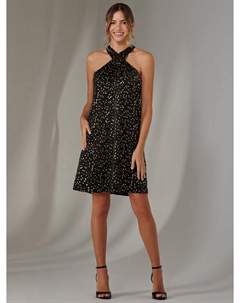 Металлическое платье-мини на бретелях, Black Jolie moi