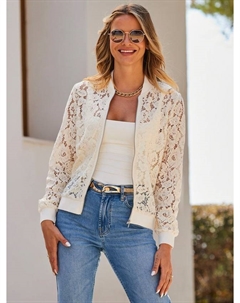 Бомбер из хлопковой ткани с кружевными вставками Sosandar