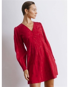 Жаккардовое цветочное сатиновое мини-платье, Red Albaray