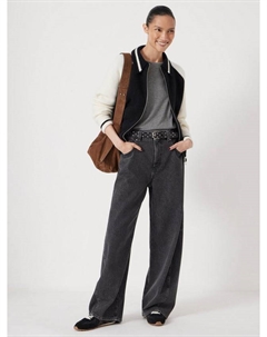 Бомбер с логотипом из шерстяной смеси, Black/Ecru Hush