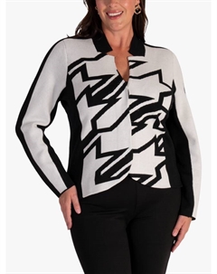 Длинный жакет с v-образным вырезом и геометрическим принтом, White/Black Chesca