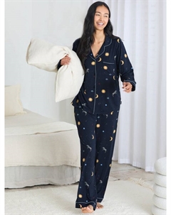 Небесный зебра пижамный комплект на пуговицах, Navy Chelsea peers