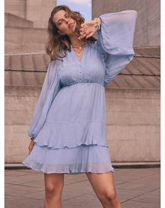 Платье мини в стиле бохо с рюшами, Blue Mint velvet