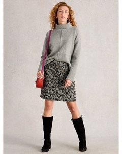 Коралловая жаккардовая мини-юбка, Grey/Multi White stuff