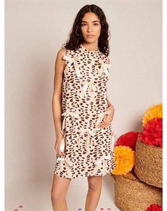 Мини-платье с леопардовым принтом и бантом, Tan Sister jane