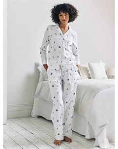 Длинный пижамный комплект с пуговицами для лыжного отдыха, White Chelsea peers