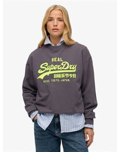 Винтажный свитшот с неоновым логотипом, Scandi Grey Superdry