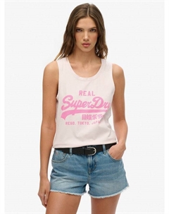 Винтажный логотип неоновая майка с круглым вырезом, Cradle Pink Superdry