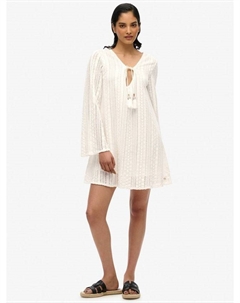 Мини-платье Ibiza Pure из органического хлопка с кружевом, Off White Superdry