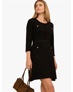 Мини-платье с круглым вырезом и рукавами три четверти, Black Adrianna papell