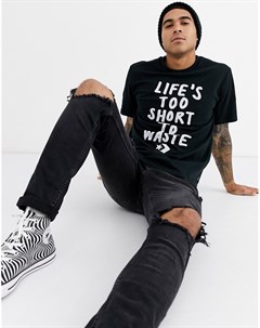 Черная футболка с логотипом и надписью Life s Too Short Converse