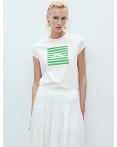 Футболка Illustra Stripe Capri, Neutral/Green Mango