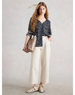 Топ Rae из хлопка, Navy/Multi White stuff