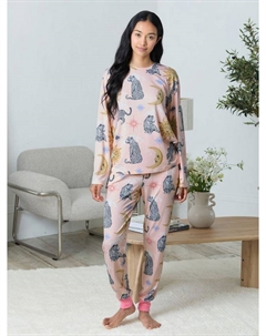 Небесный леопард длинный комплект пижамы, Pink Chelsea peers