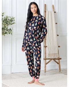 Рождественский комплект пижамы с котами Jersey Long, Navy Chelsea peers