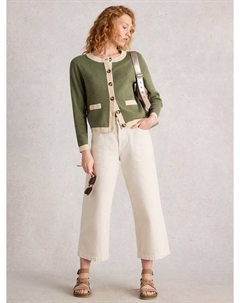 Кардиган Charlotte с контрастной отделкой, Khaki/Multi White stuff