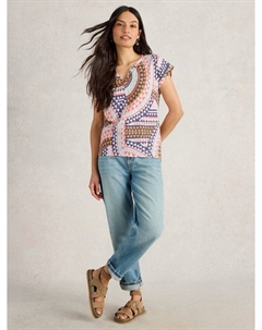 Футболка Nelly с абстрактным принтом из хлопка, Multi White stuff