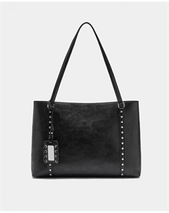 Женская сумка-портфель для ноутбука 13 дюймов с заклепками и магнитной застежкой, гладкая Parfois, черный