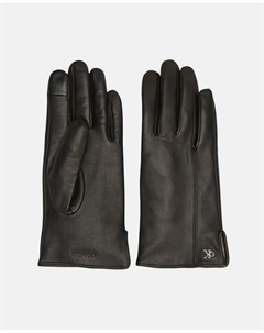 Кожаные перчатки с логотипом CK, черный Calvin klein