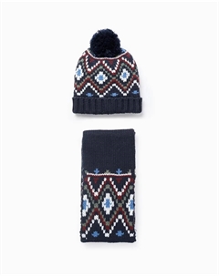 Детская шапка с жаккардовым узором и вязаная, мультиколор Zippy