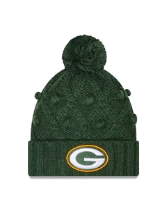 Женская зеленая вязаная шапка Green Bay Packers Toasty с манжетами и помпоном New era