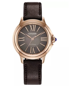 Женские часы Eco-Drive Ceci с ремешком из коричневого яблочного материала, 34 мм Citizen