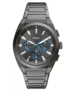 Мужские часы Everett Chronograph Smoke с корпусом из нержавеющей стали, 44 мм Fossil