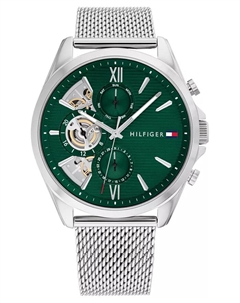 Мужские многофункциональные наручные часы из нержавеющей стали, 43.5 мм, серебристые Tommy hilfiger