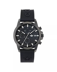 Унисекс-часы Chronograph Date с черным силиконовым ремешком, 43 мм Adidas