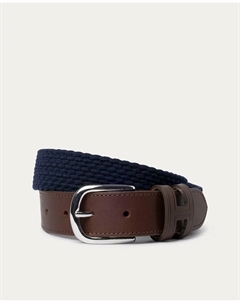 Мужской плетеный ремень с пряжкой из кожи формы H, больших размеров, синий Hackett
