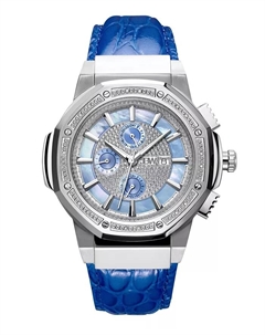 Мужские часы 10 YR Anniversary Saxon с бриллиантами (1/6 карат) и стальным корпусом, серебряный Jbw