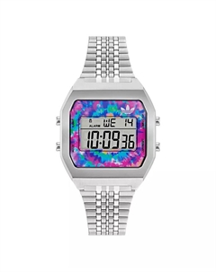 Унисекс-часы из нержавеющей стали с цифровым дисплеем, серебристый оттенок, 36 мм Adidas