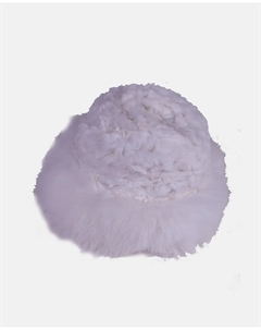 Эластичная вязаная шапка из натурального меха белого цвета In.es