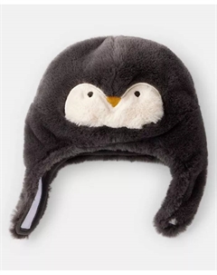 Детская зимняя шапка-ушанка с пингвином для мальчиков и девочек, черный Carter`s