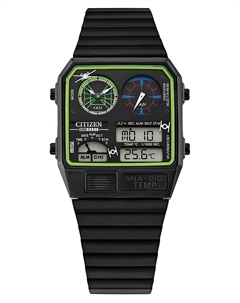 Наручные часы Trench Run Analog-Digital, черные, из нержавеющей стали, 33 мм Citizen