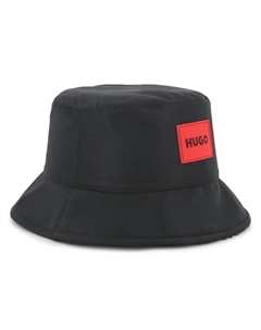 Детская солнцезащитная шапка черного цвета из полиэстера с регулируемой застежкой Hugo