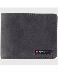 Мужской кожаный кошелек-визитница Bifold с RFID защитой и 2 окнами для удостоверений, серый Alpine swiss