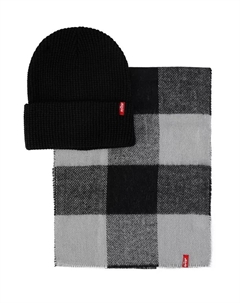 Мужской подарочный набор из двух предметов: шапка и шарф из вафельной вязки, черный Levi's®